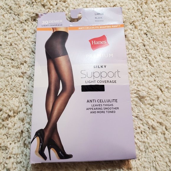 Hanes Accessories - Hanes Silky Support Black Tights 30 Denier Large